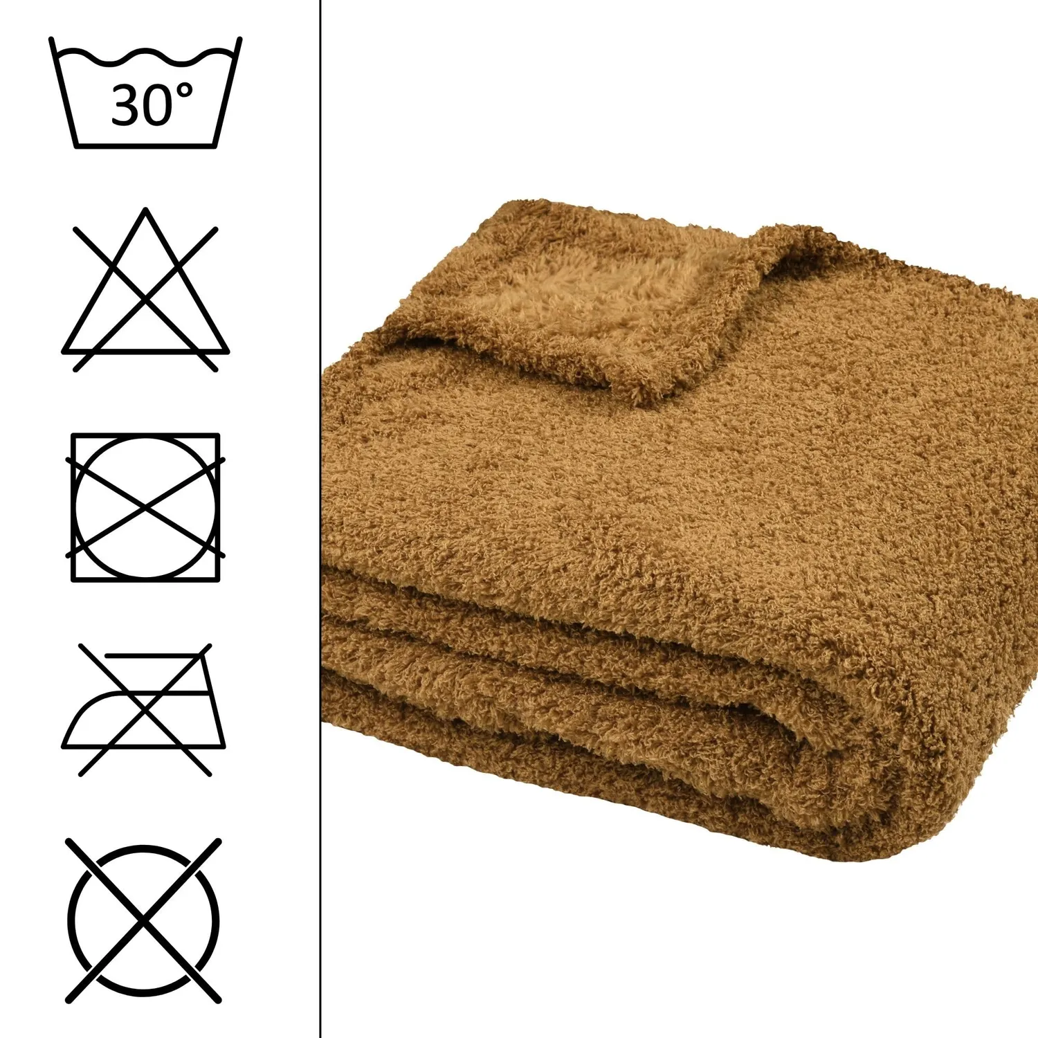 STOF Montréal plaid 130x160 cm camel polyester fluffy