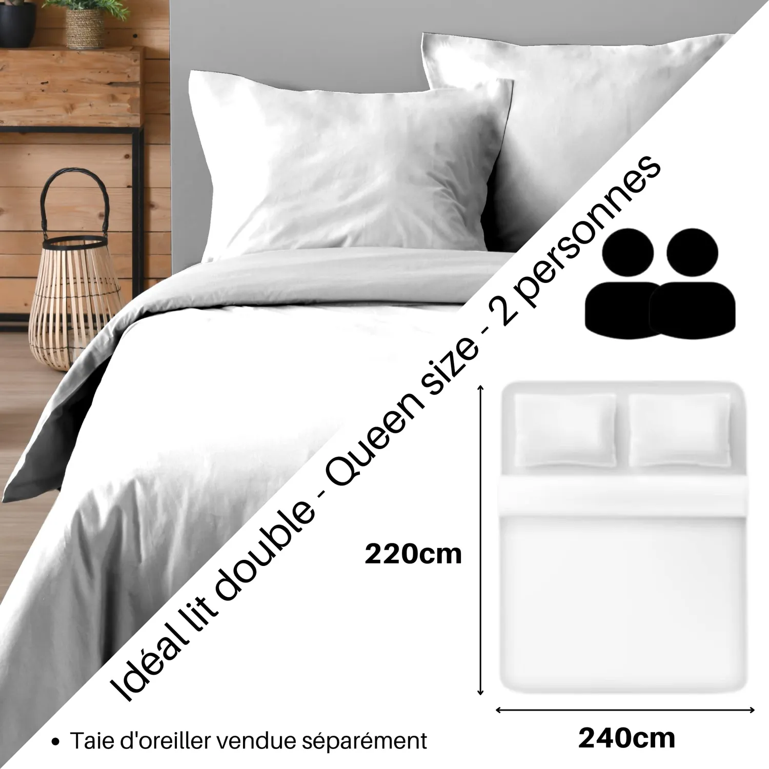 STOF Eden housse de couette 240x220 blanc coton