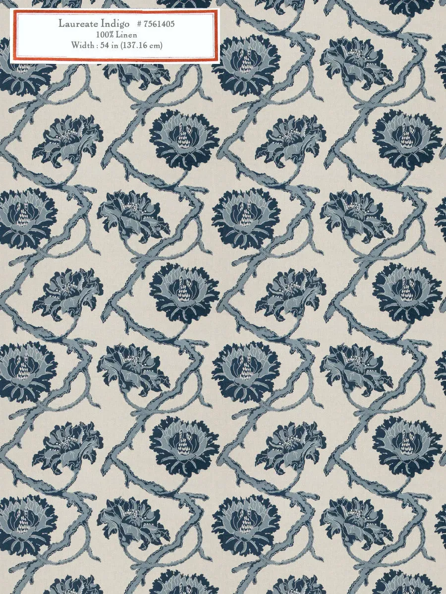 French General Laureate tissu ameublement indigo au mètre