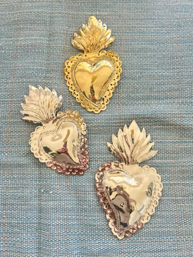 French General Milagro Heart C breloque coeur alpaga argenté