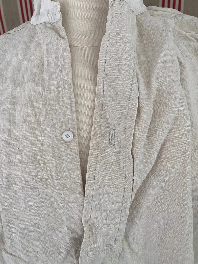 French General chemise ancienne chanvre coton monogramme JB