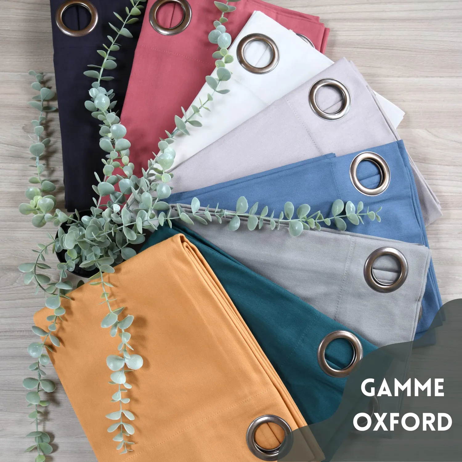 STOF Oxford rideau 140x260 sauge satin coton