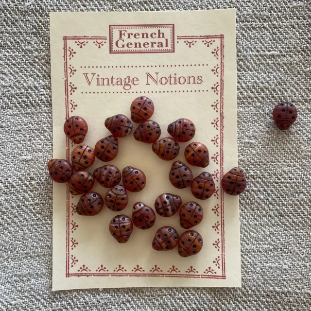 French General Ladybug perles verre coccinelle mate x24