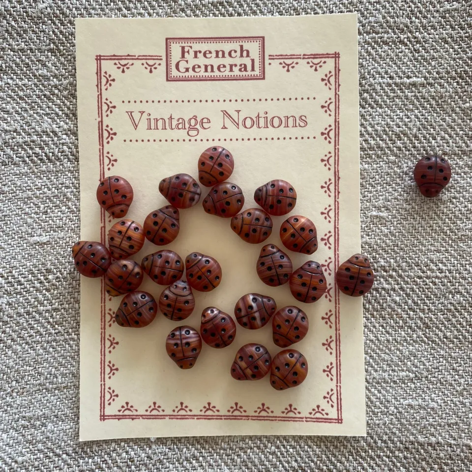 French General Ladybug perles verre coccinelle mate x24