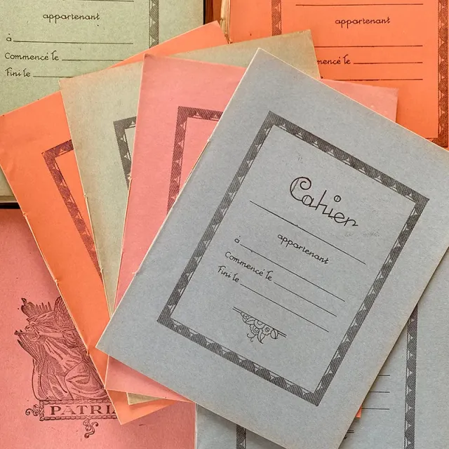 French General Vintage French Cahier carnets lot de 4 lignés