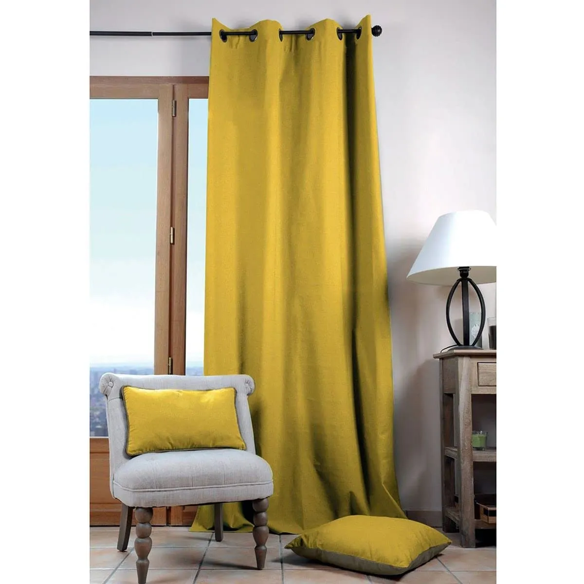 STOF Duo Uni rideau coton gris souris 135x240 cm