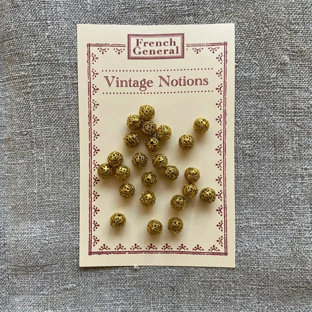 French General Vintage perles filigrane laiton 10 mm x24