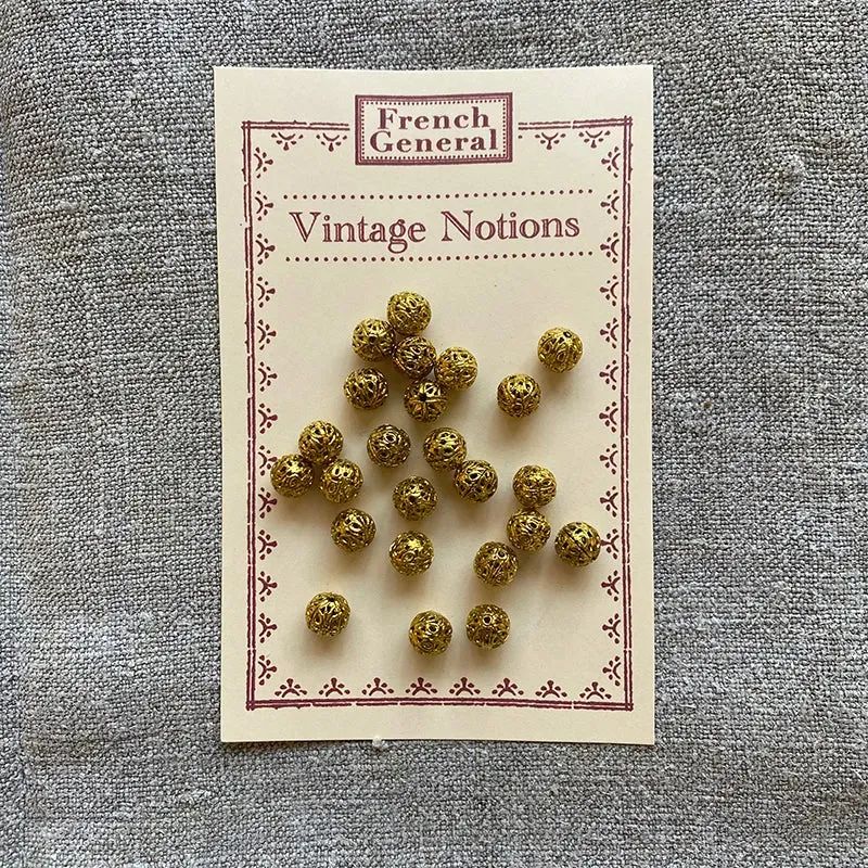 French General Vintage perles filigrane laiton 10 mm x24