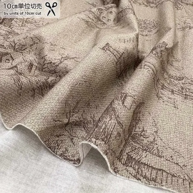 Yoko Saito 2026-02-A08 tissu coton maisons beige au mètre