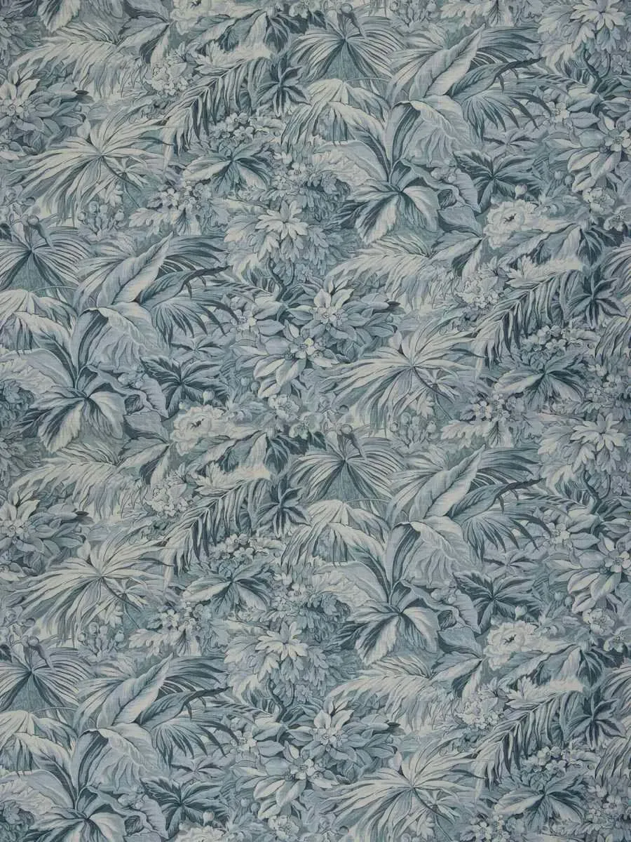 French General Baxter Bleu tissu ameublement lin 137 cm