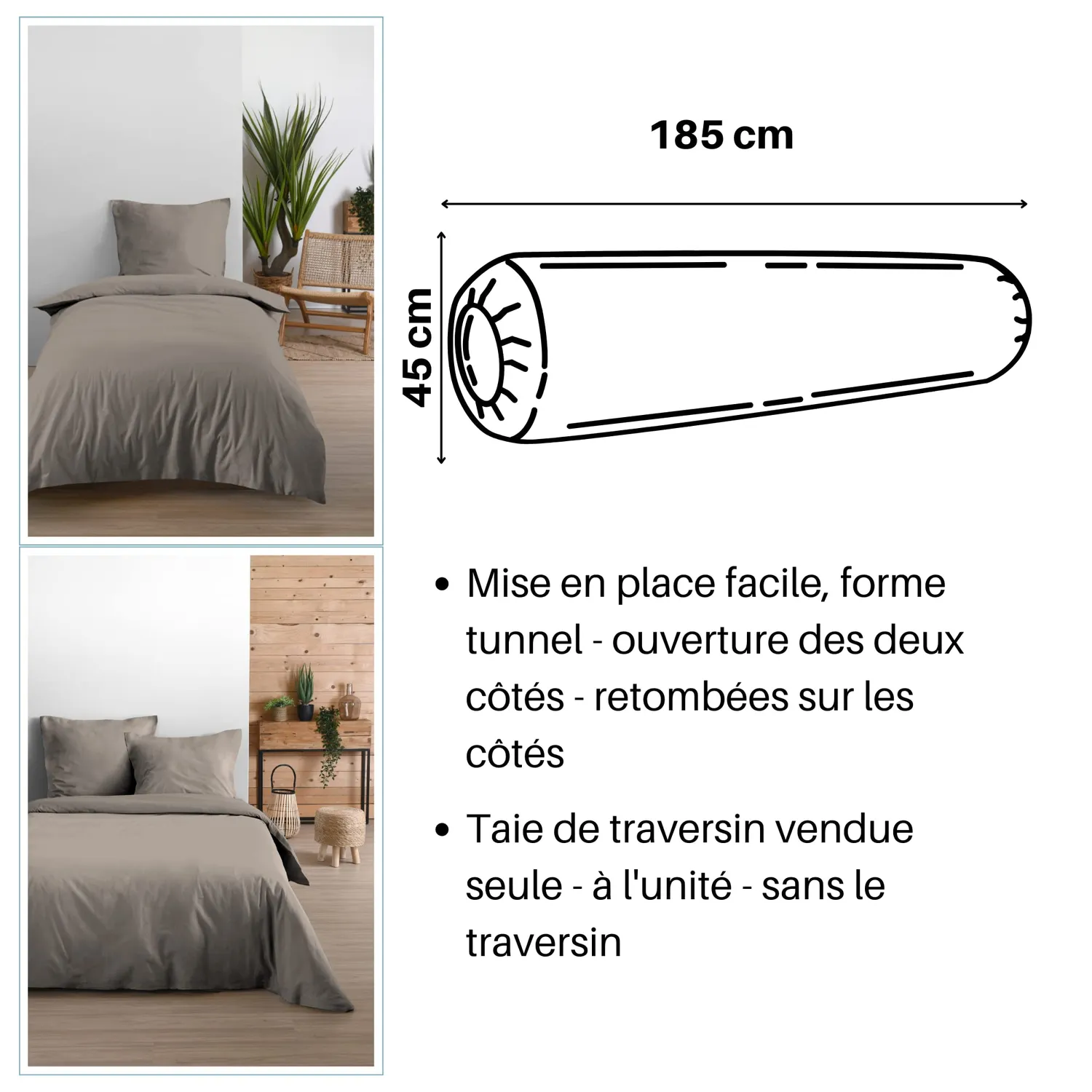 Stof Eden taie de traversin 45x185 cm lin coton