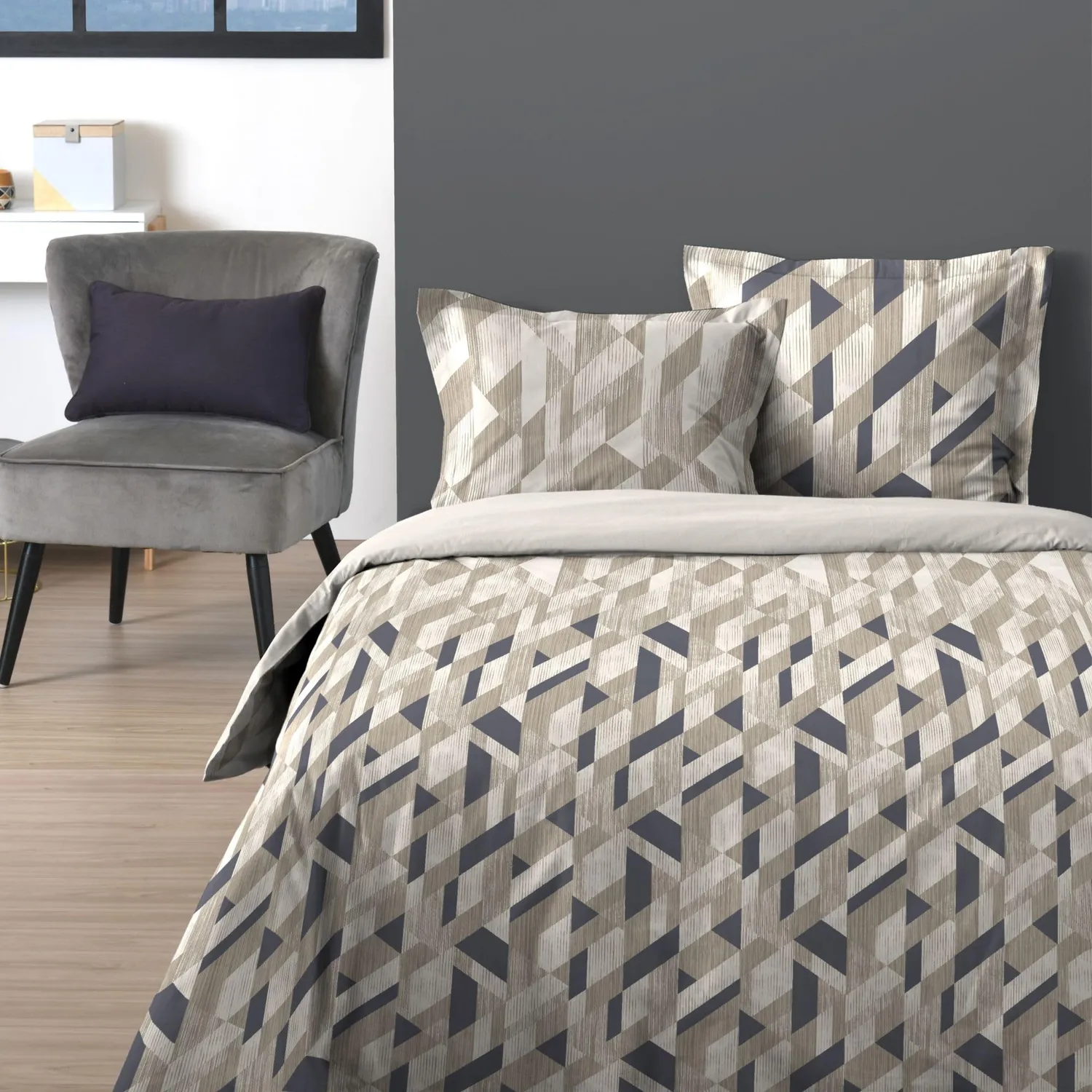Stof Byron 240x220 parure housse de couette gris coton
