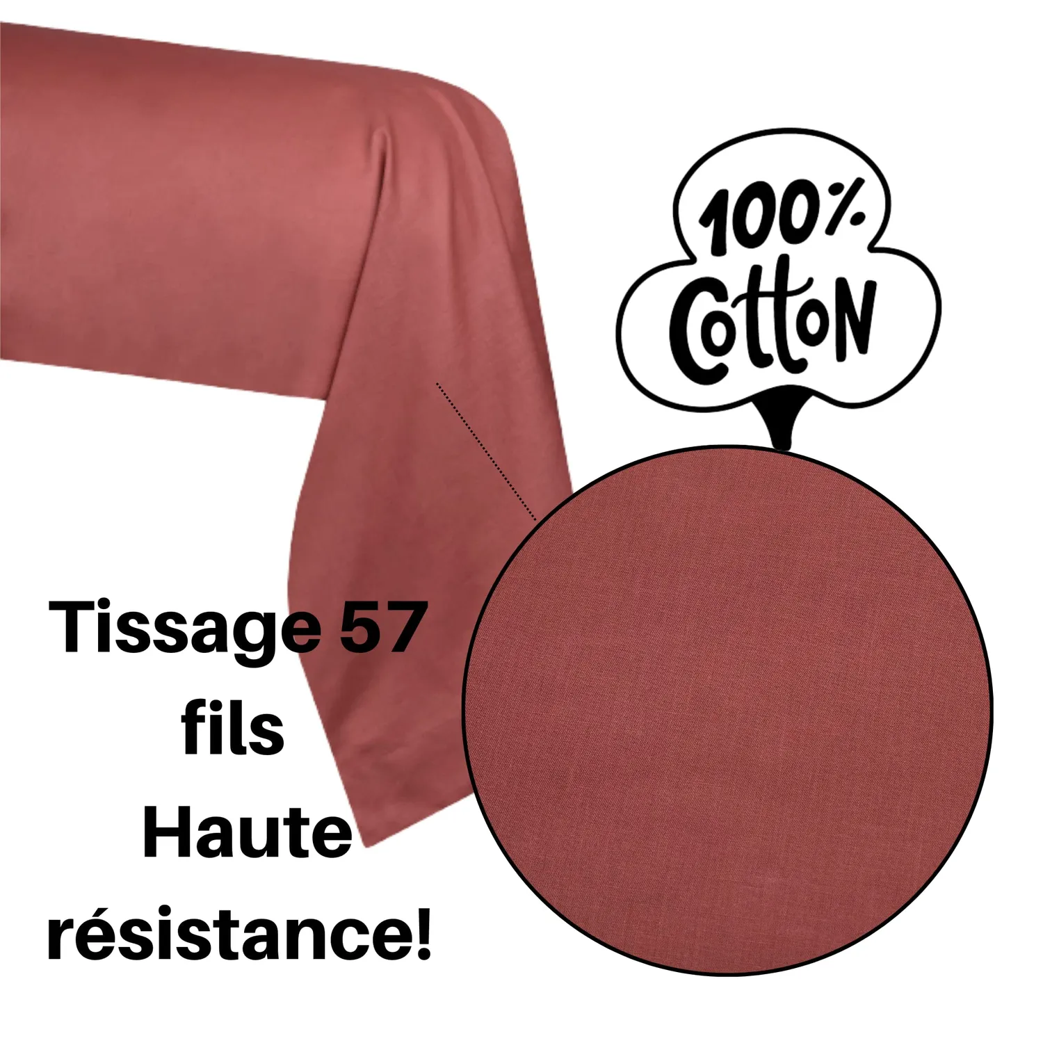 STOF Eden taie de traversin coton grenache 45x185 cm