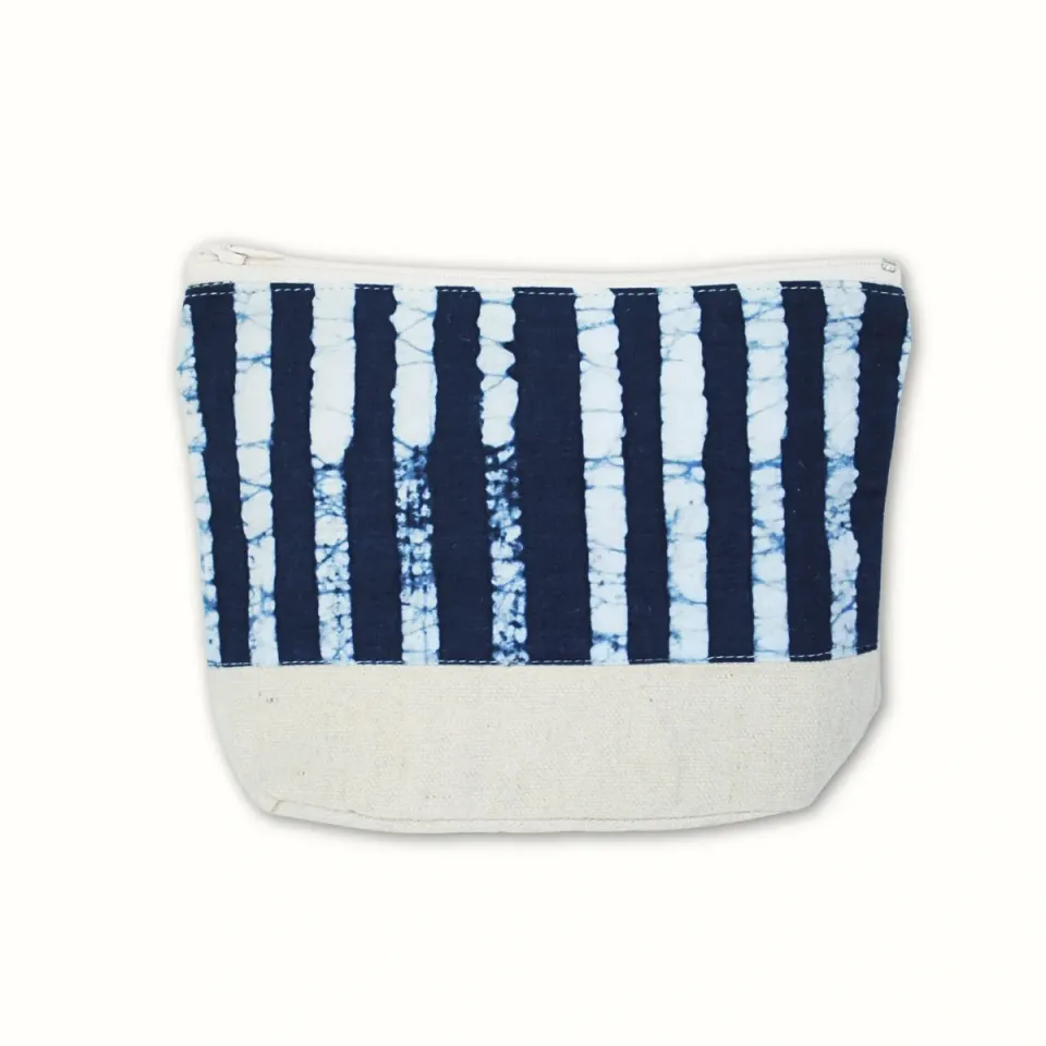 Tribu Indigo pochette tissu 18x15 dabu bleu zip