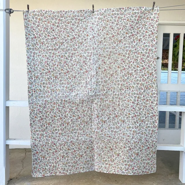 French General Boutis floral français quilt ancien 62x48