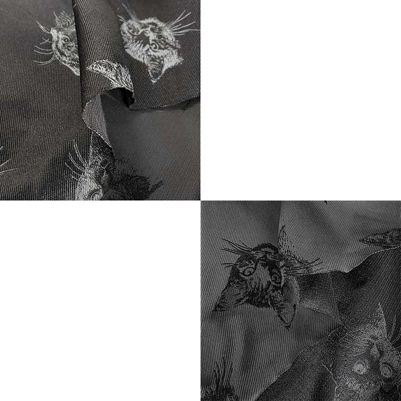 Yoko Saito jacquard polyester chat tissu au mètre 93 cm