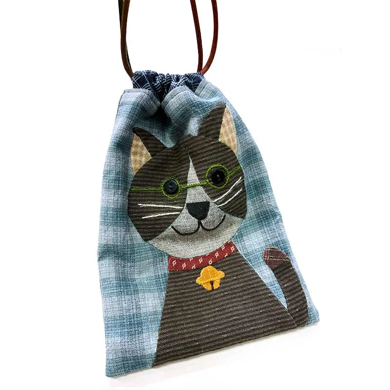 Yoko Saito Patchwork Animals 3 kit chat peluche et pochon
