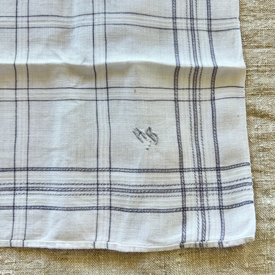 French General HB Monogram mouchoirs lin ancien lot 3