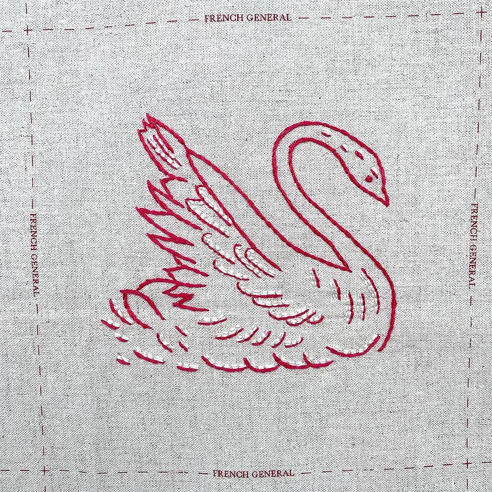 French General Joie de Vivre sampler panneau broderie lin