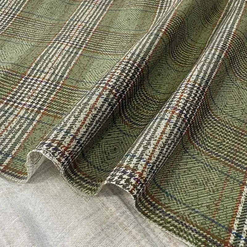 Yoko Saito 2026-06-A05 tissu coton carreaux verts au mètre