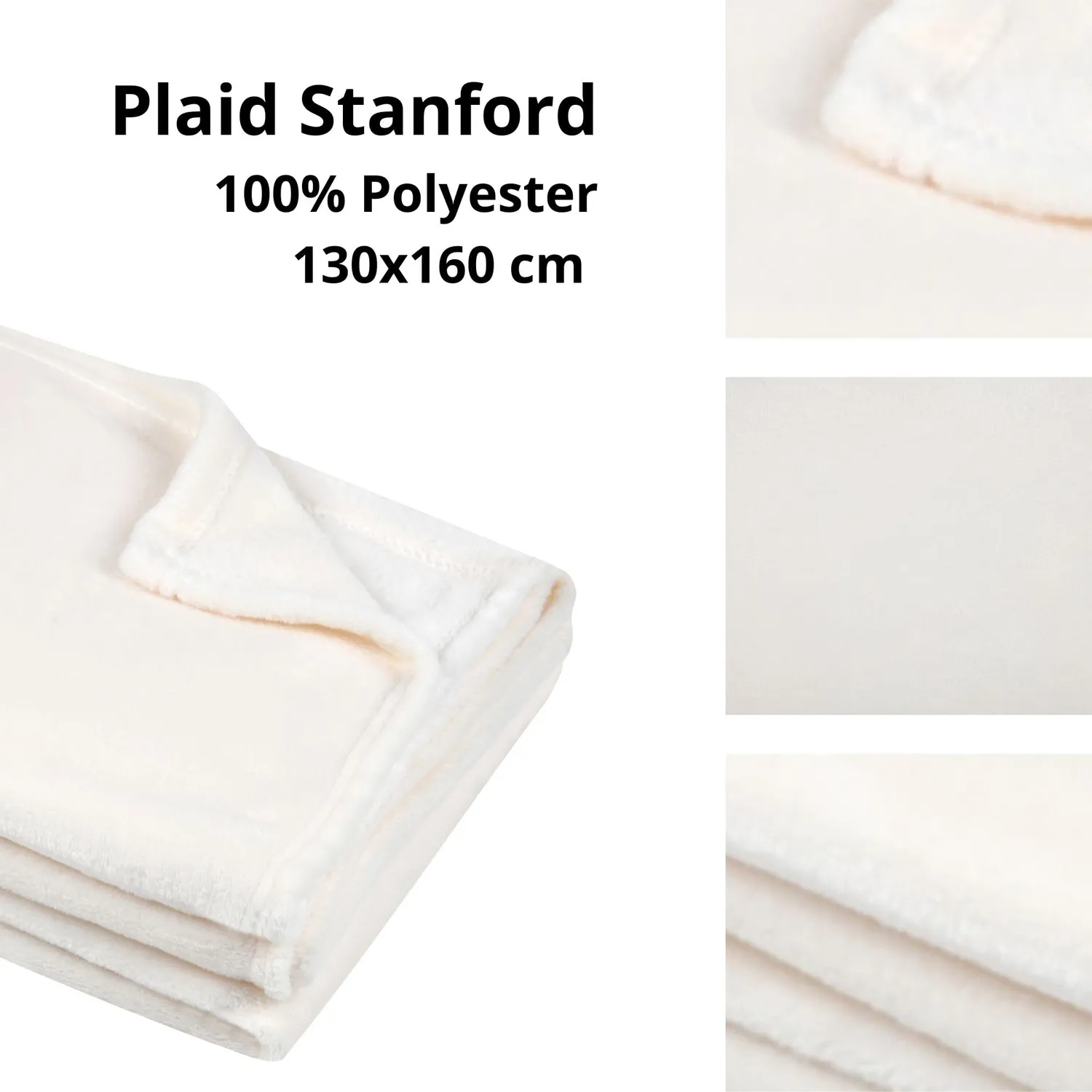 STOF Stanford plaid 130x160 cm écru polaire chaud