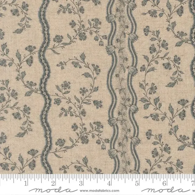 French General Fleur De Paris 13993 13L tissu lin bleu perle
