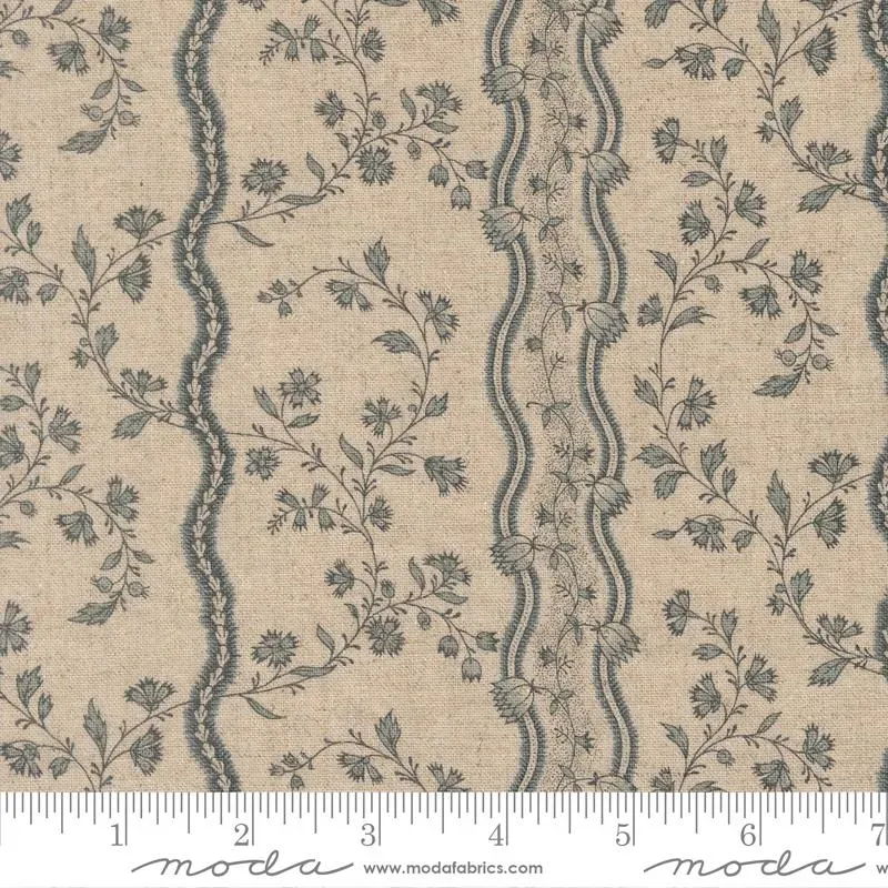 French General Fleur De Paris 13993 13L tissu lin bleu perle