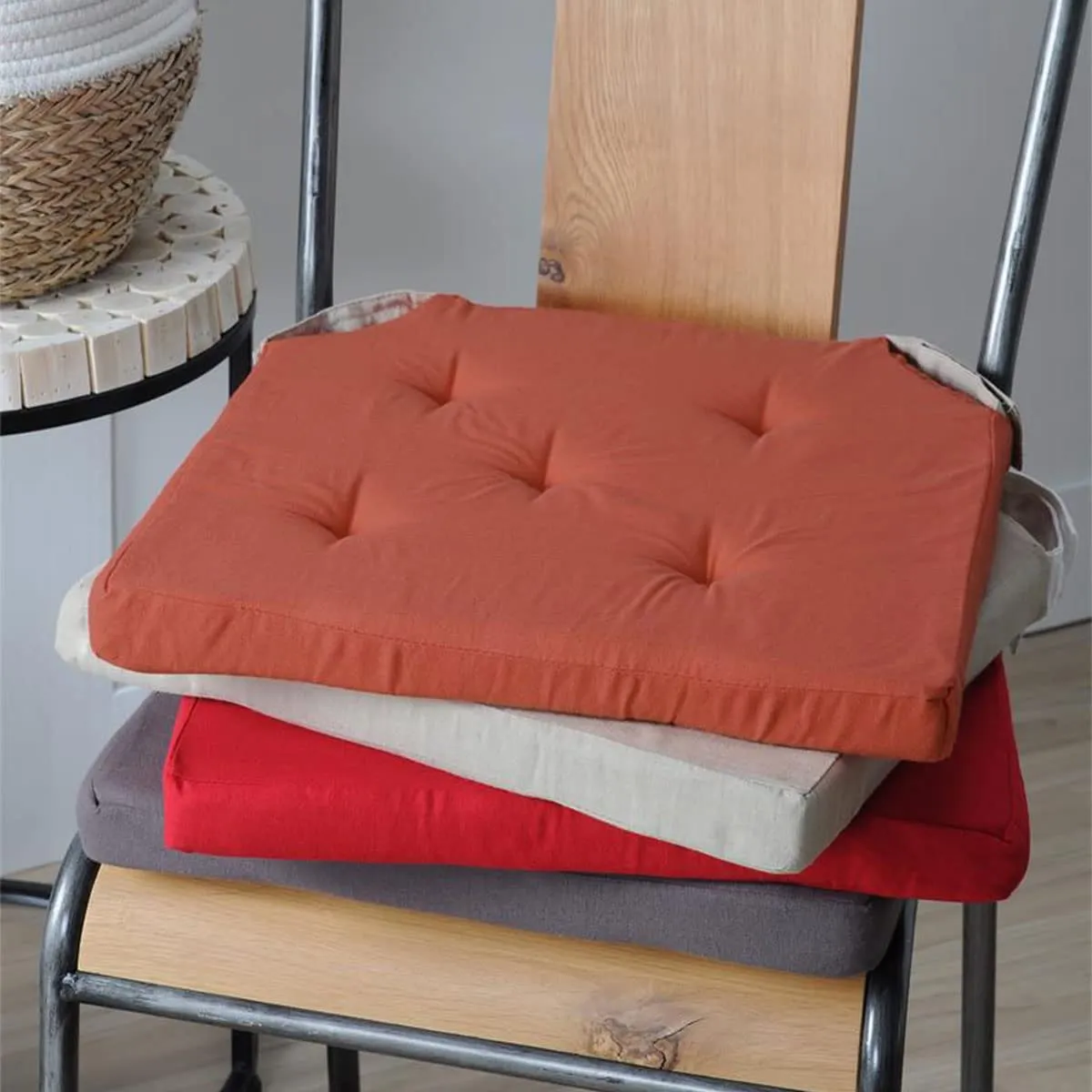 Stof galette de chaise 38x38 cm terracotta coton