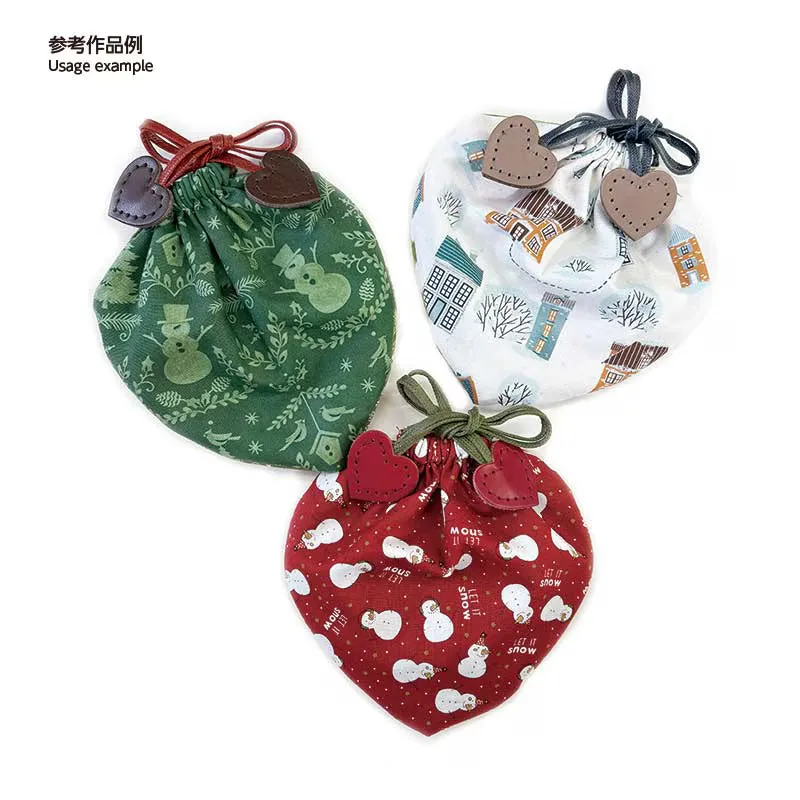 Yoko Saito JTP-K19 étiquette cuir cœur marron véritable