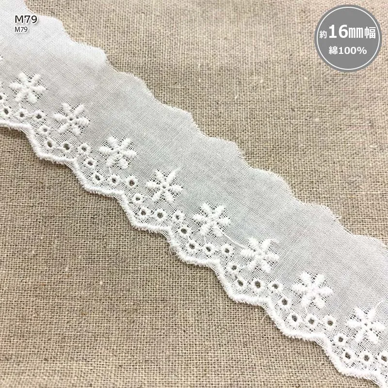 Yoko Saito M79 dentelle coton blanc 16 mm au mètre
