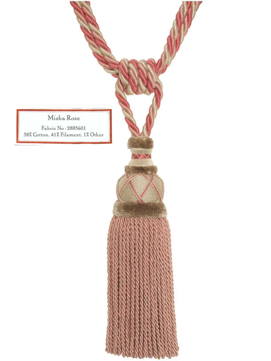 French General Misha Rose galon à pompons glands rose à la pièce