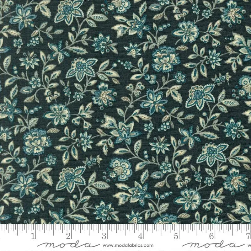 French General La Maison Bleu 36165 15 tissu coton bleu fleuri