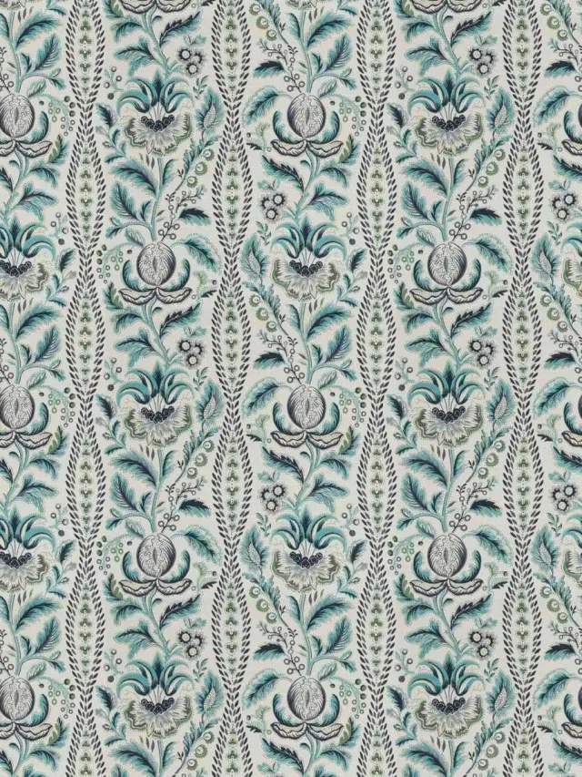 French General Eloise La Mer tissu indigo coton lin 137 cm