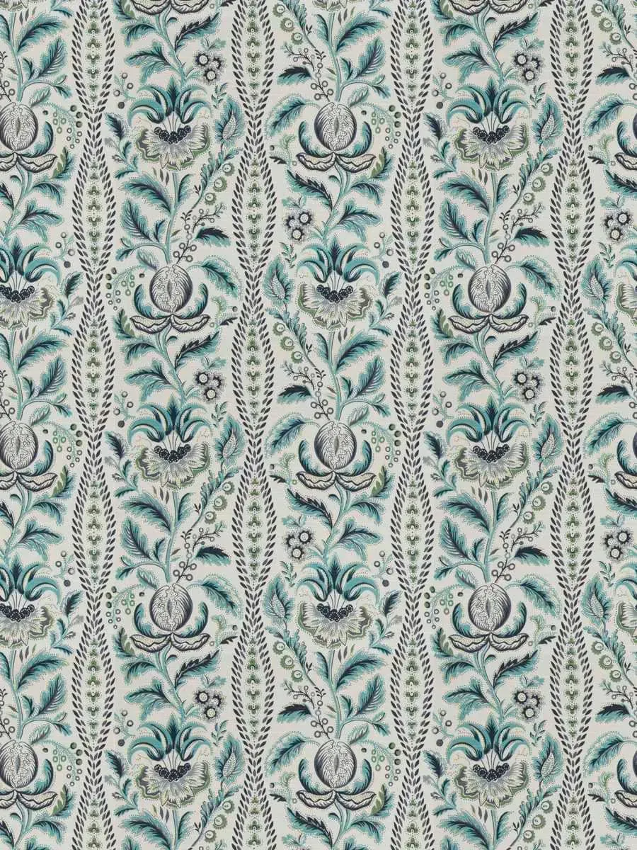 French General Eloise La Mer tissu indigo coton lin 137 cm