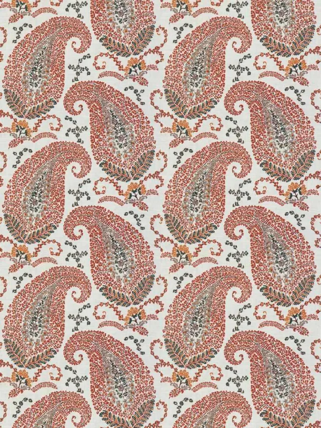 French General Jardin Santerre Rouge tissu ameublement lin 137cm rayé