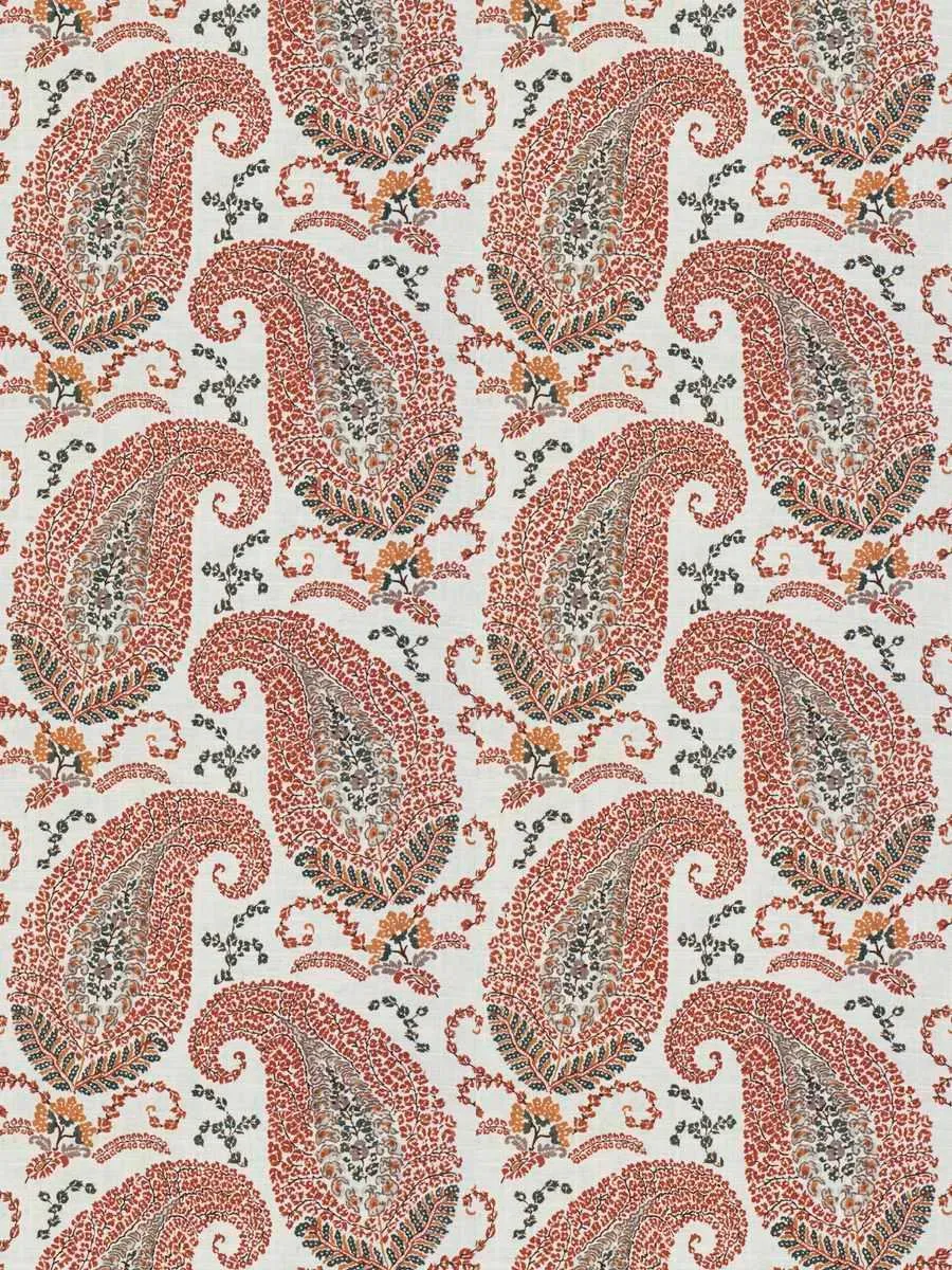 French General Jardin Santerre Rouge tissu ameublement lin 137cm rayé