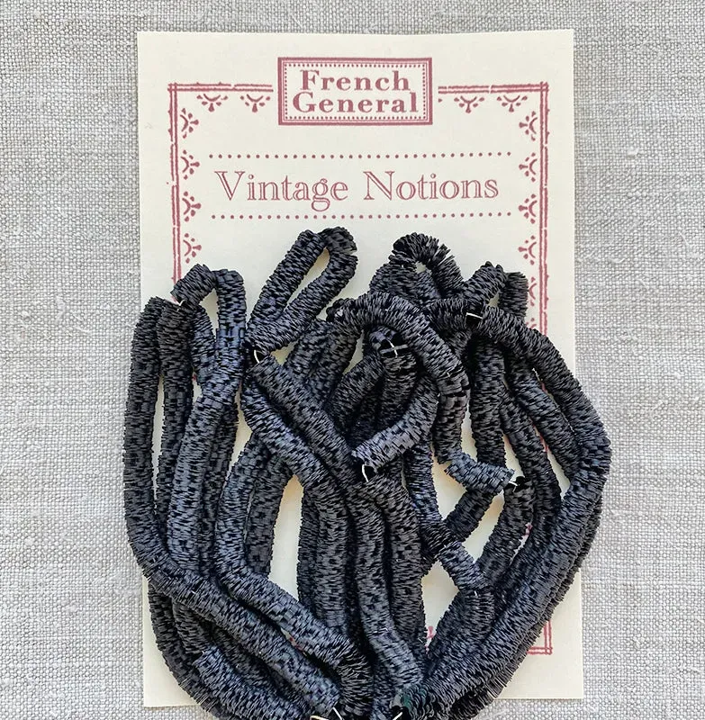 French General paillettes vintage noires trèfle couture