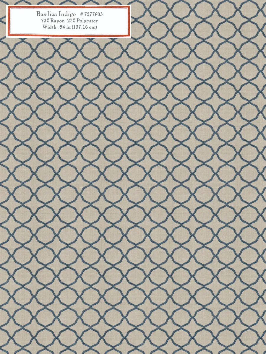 French General Basilica Indigo tissu déco au mètre bleu
