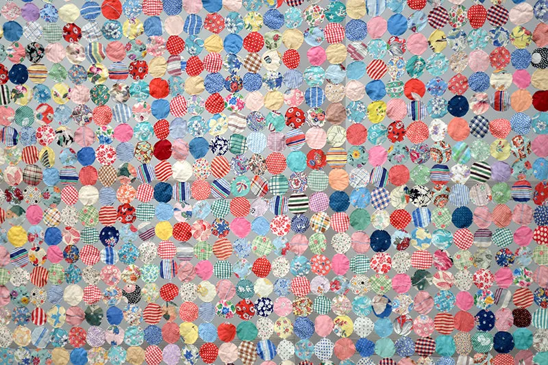 French General Antique Yo-Yo Quilt quilt ancien 203x203 patch