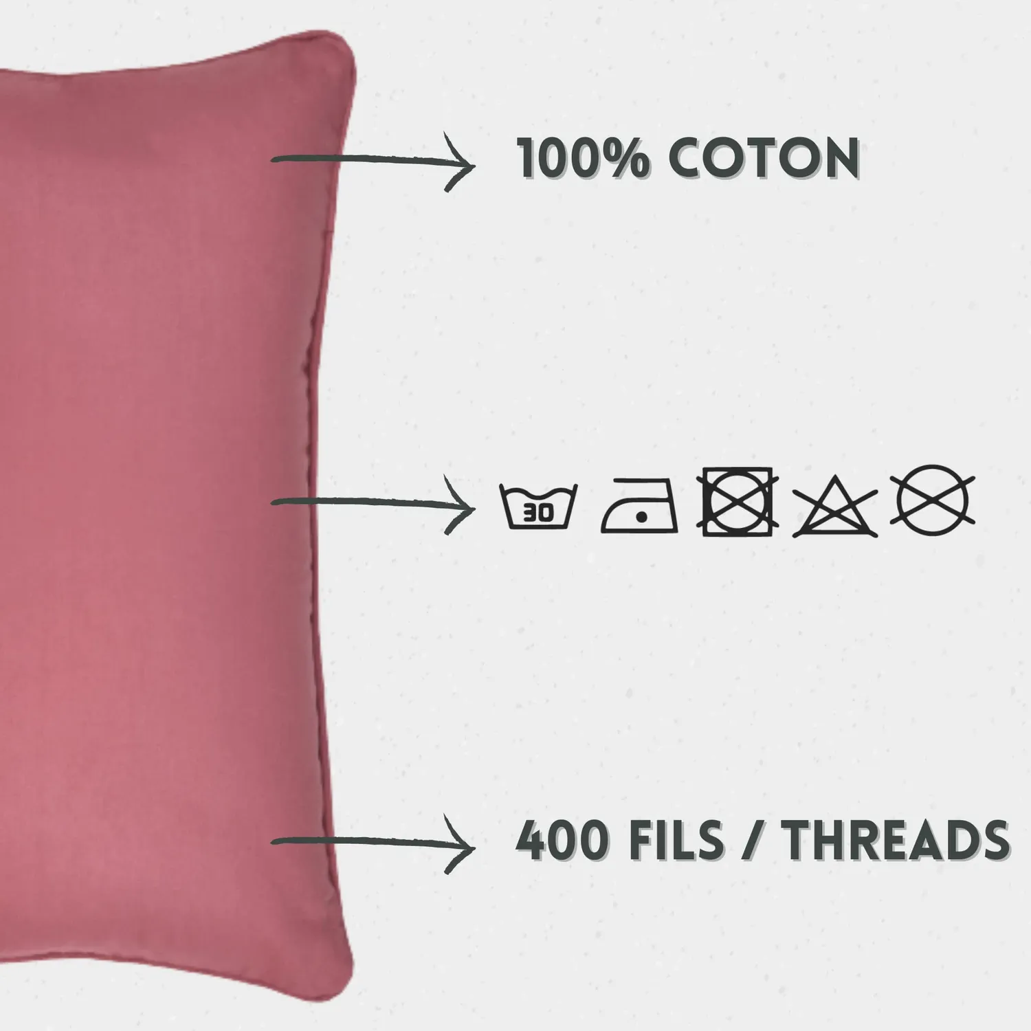 STOF Oxford coussin grenache 30x50x15 cm satin coton