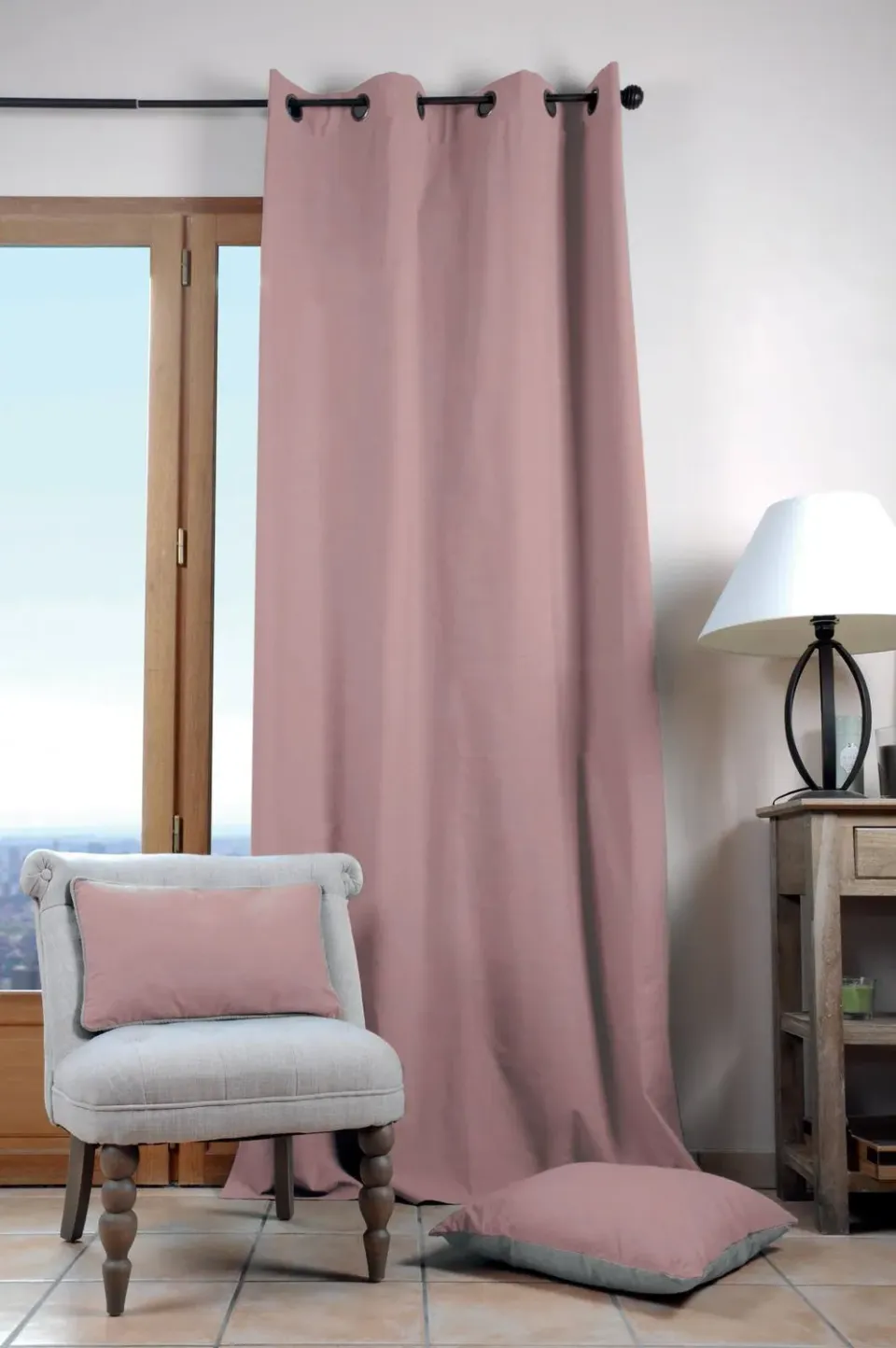 Stof Duo Uni rideau 135x240 cm poudre coton