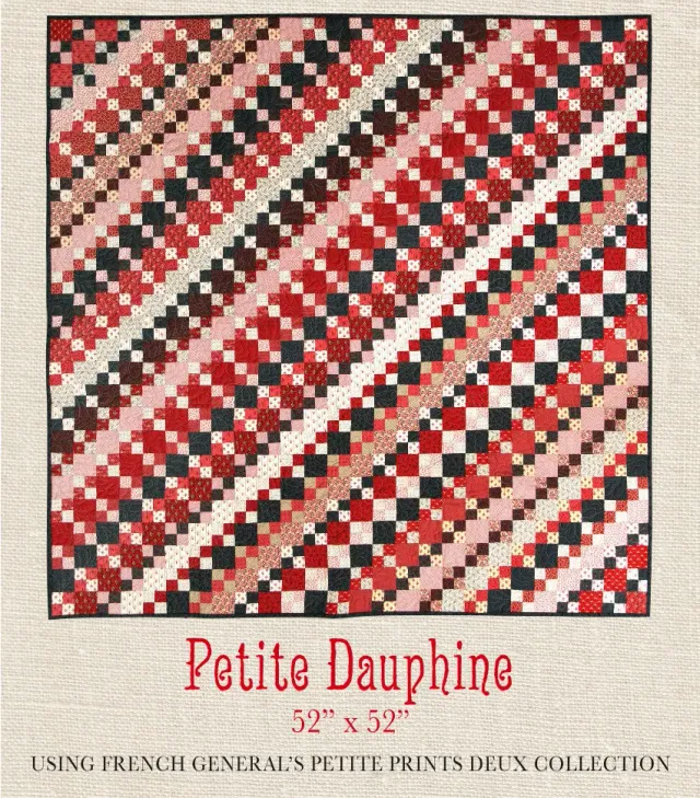 French General Petite Dauphine patron quilt 52" imprimé classique