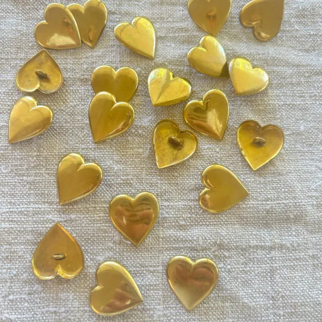 French General Vintage boutons cœur laiton 20mm x2
