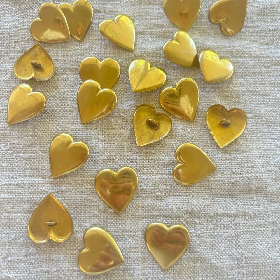 French General Vintage boutons cœur laiton 20mm x2