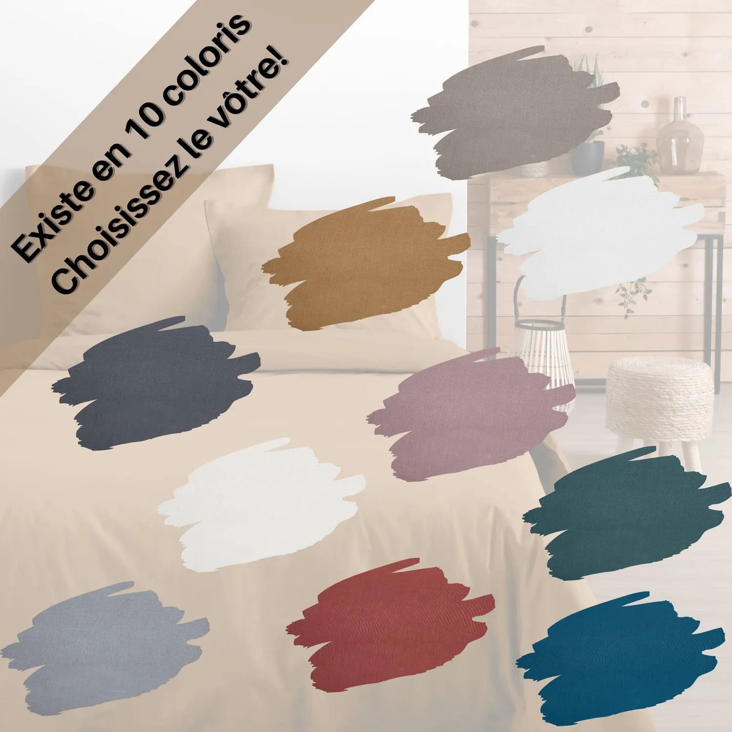 STOF Eden taie d'oreiller coton curry 50x70 cm