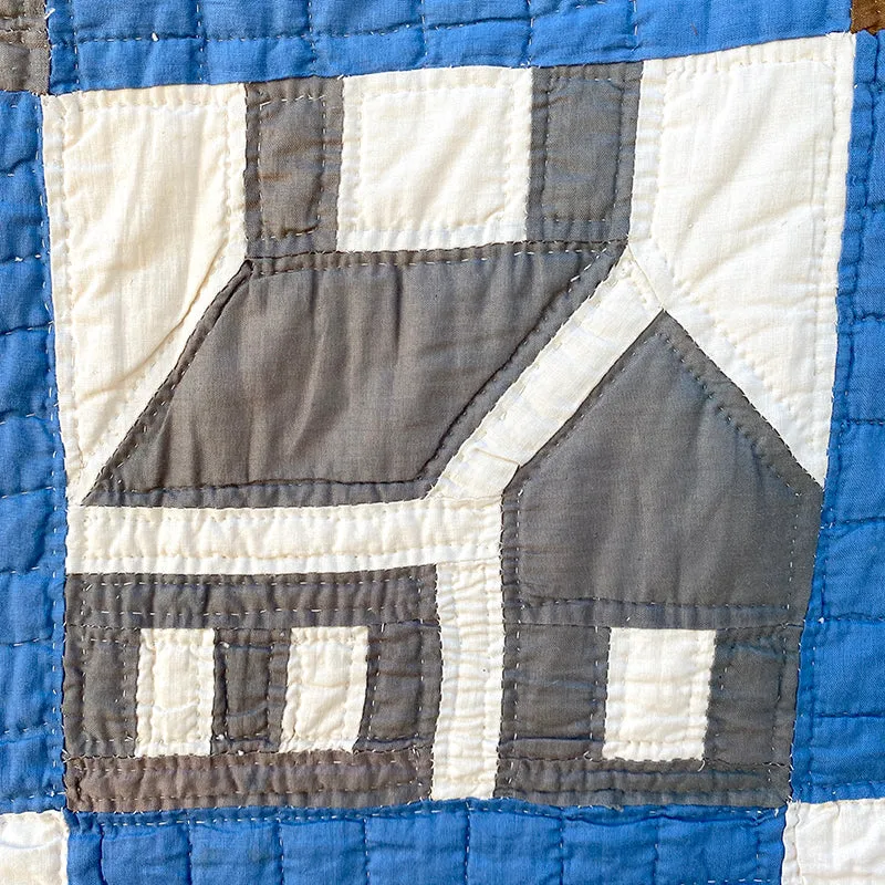 French General House quilt ancien 163x206 coton signé