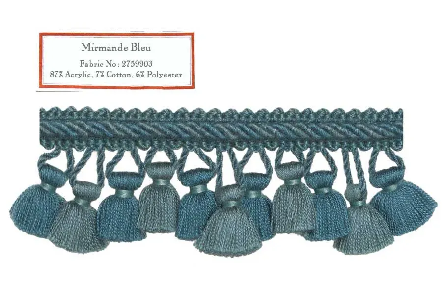 French General Mirmande Bleu galon au mètre