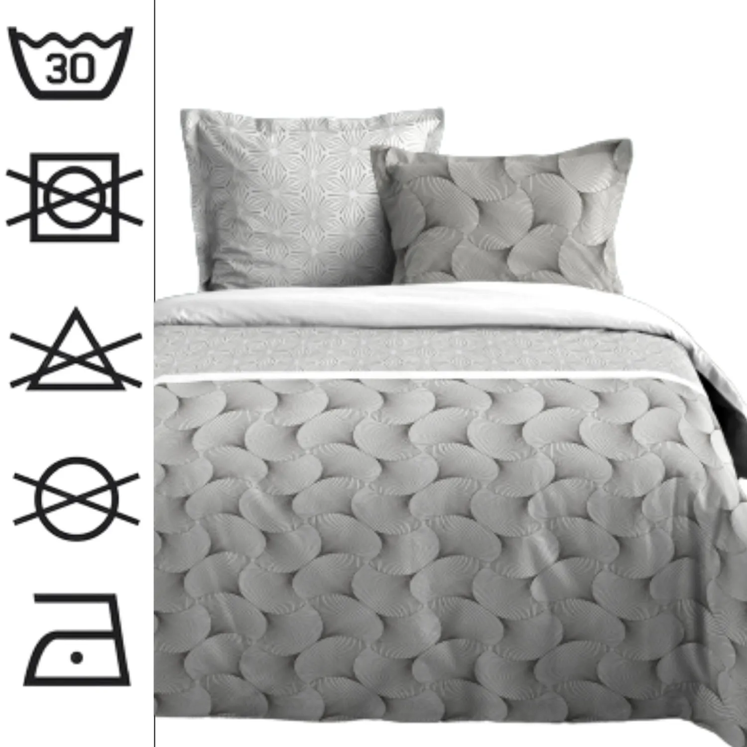 STOF Canberra parure housse couette 240x220 gris coton