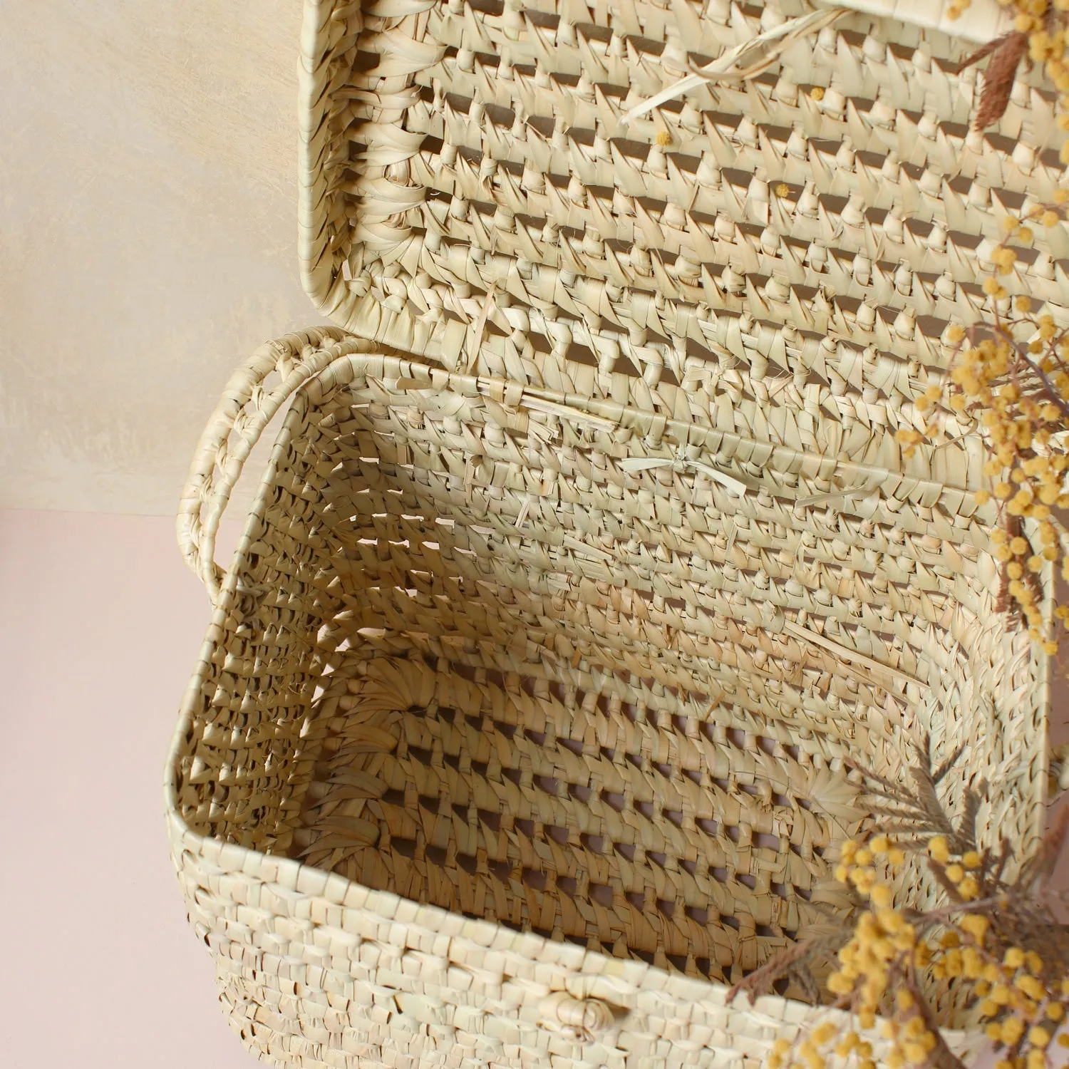 La Maison Naïve Grand Vanity palme panier rangement tressé