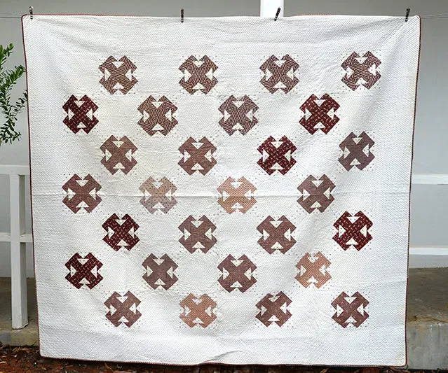 French General Temperance quilt ancien main 183 x 208 cm garance